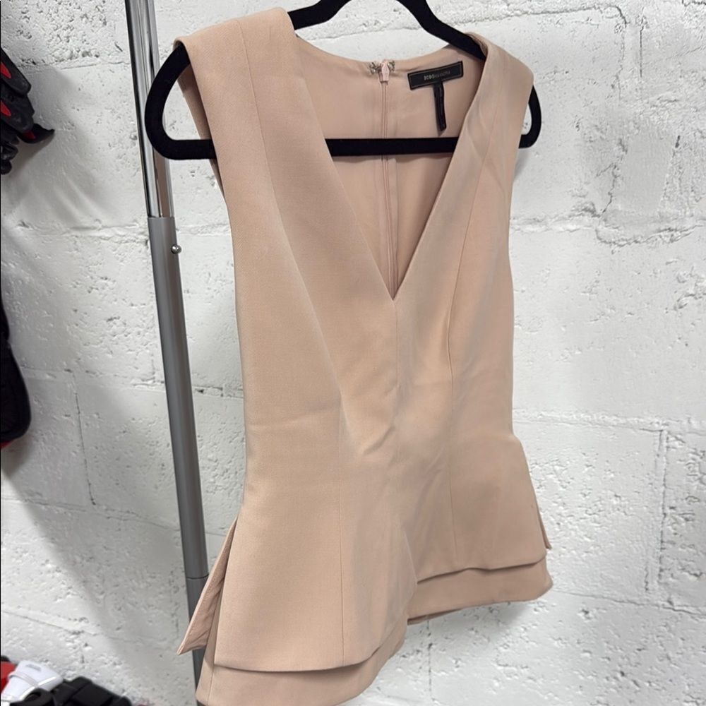 BCBGMaxAzria Peplum Top - Never Worn - Size XS Tan Top